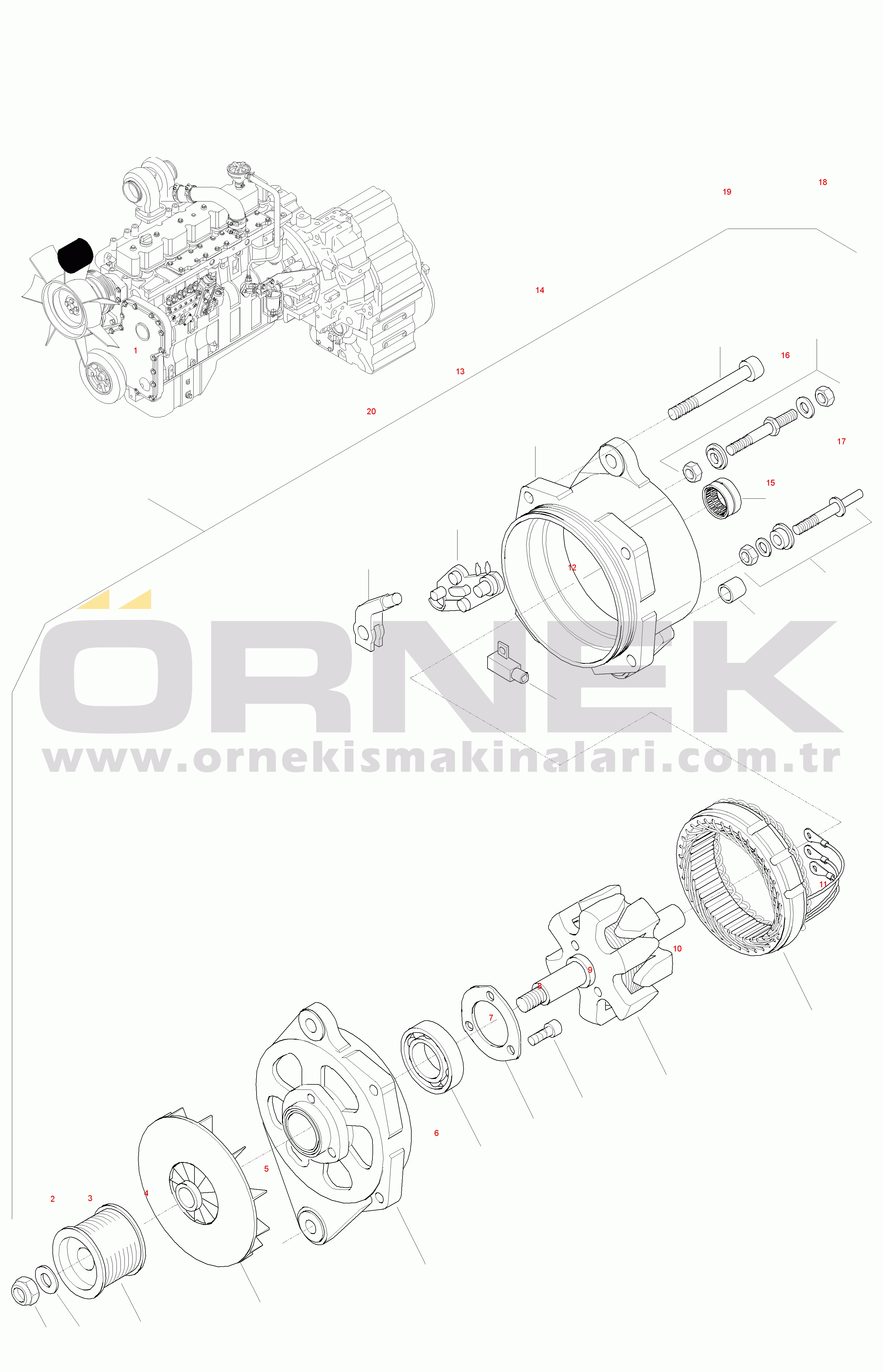 Komatsu WA380-3 active S/N WA380H20501 - UP ALTERNATOR