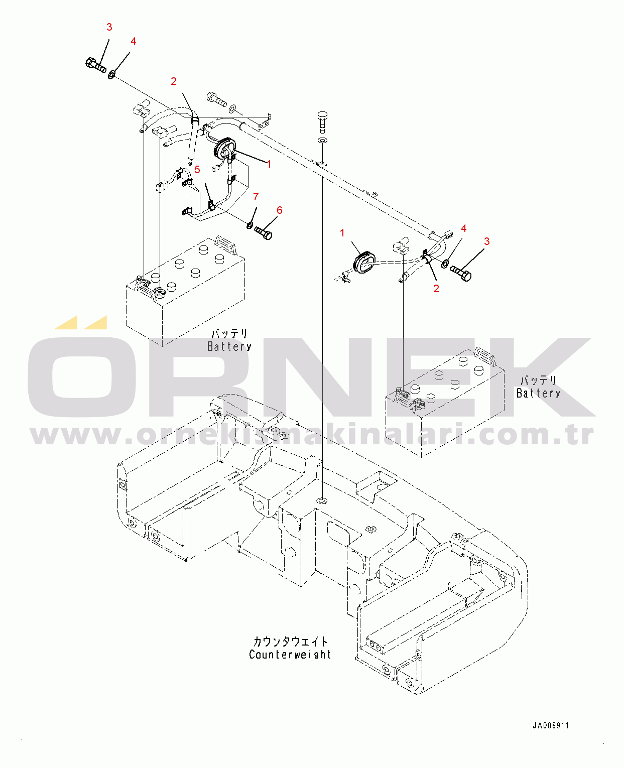 Komatsu WA380-7 S/N H62051-UP Battery Box, Related Parts