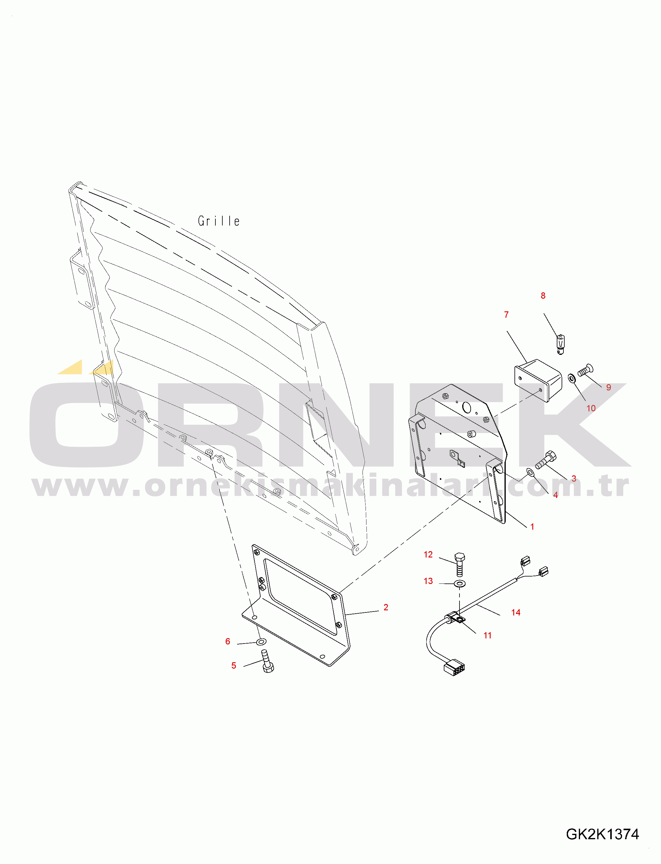 Komatsu WA380-7 S/N H62051-UP Battery Box, for Road Traffic Regulation, License Plate Lamp