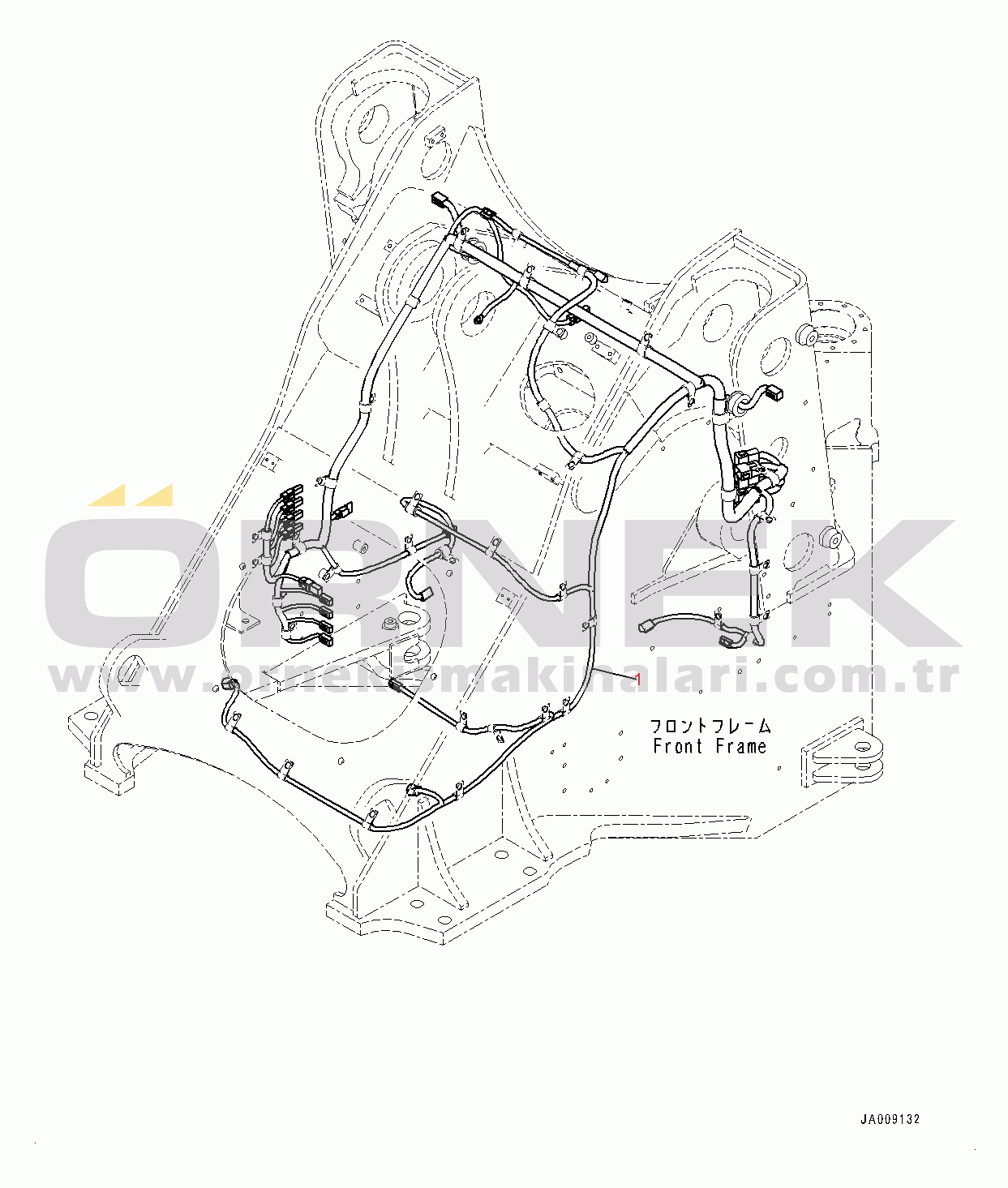 Komatsu WA380-7 S/N H62051-UP Front Wiring Harness, for Standard Boom, Wiring Harness