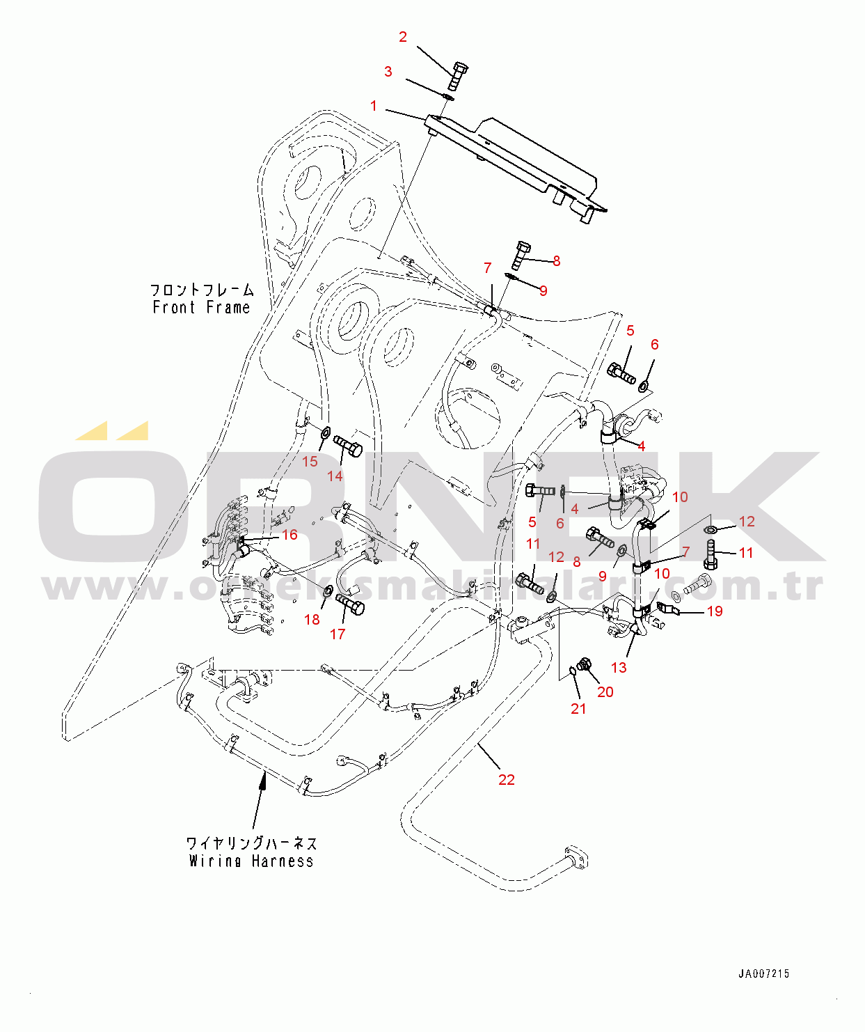 Komatsu WA380-7 S/N H62051-UP Front Wiring Harness, for Standard Boom, Cover