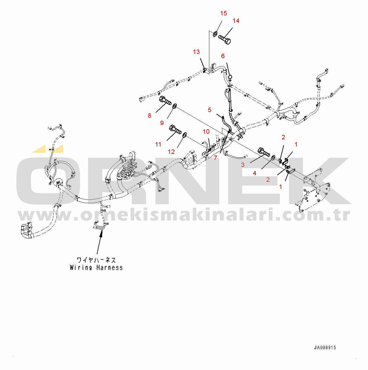 Komatsu WA380-7 S/N H62051-UP Rear Wiring Harness, Wiring Harness and Switch (2/2)
