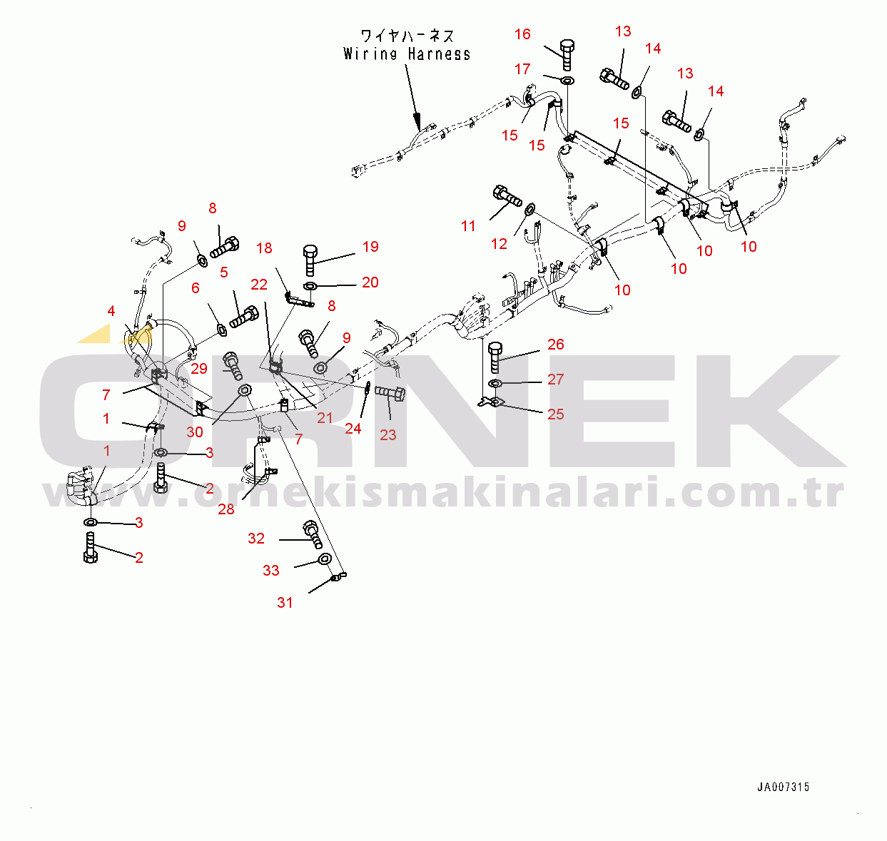 Komatsu WA380-7 S/N H62051-UP Rear Wiring Harness, Wiring Harness Mounting (1/3)