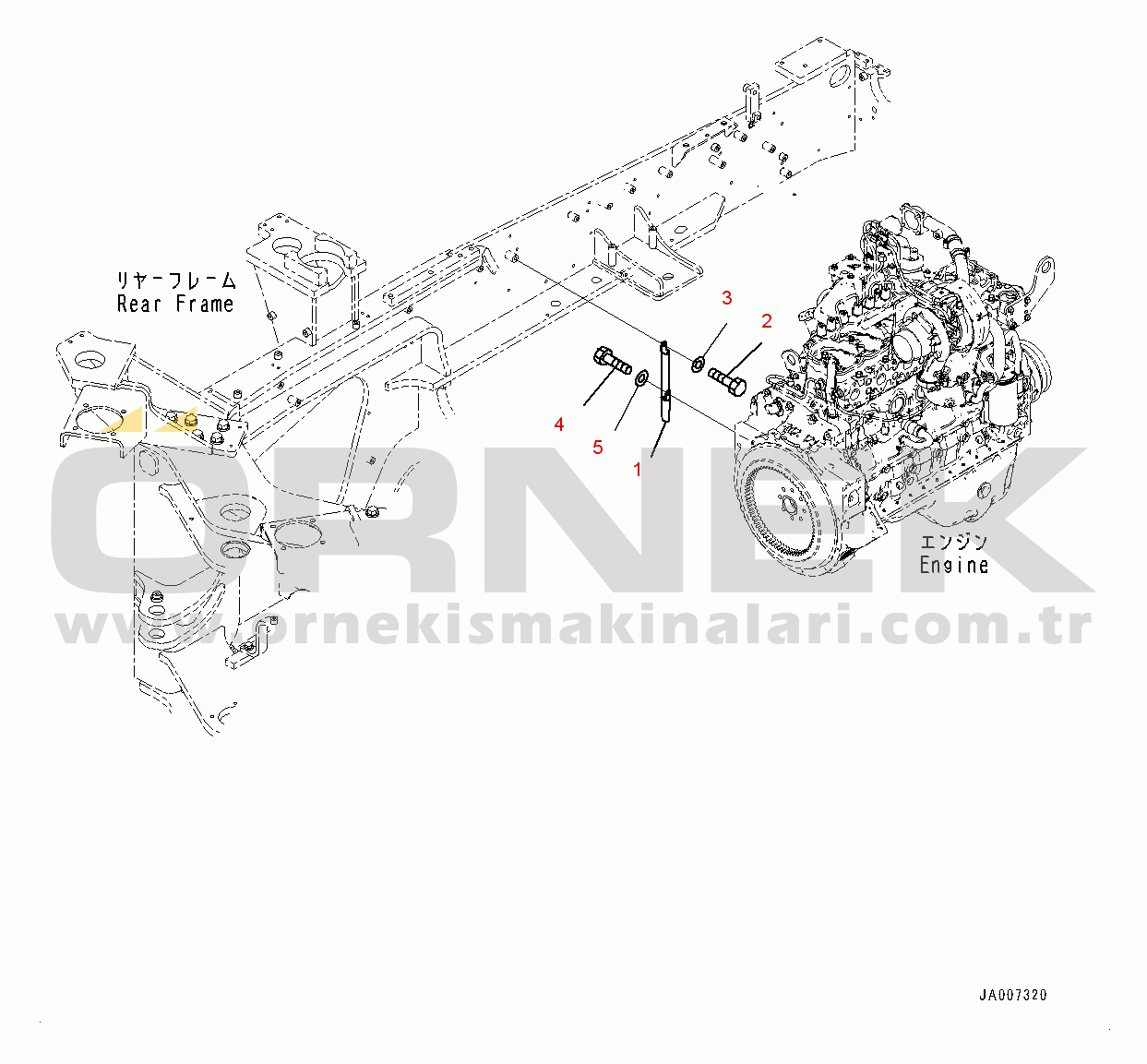 Komatsu WA380-7 S/N H62051-UP Rear Wiring Harness, Ground Cable