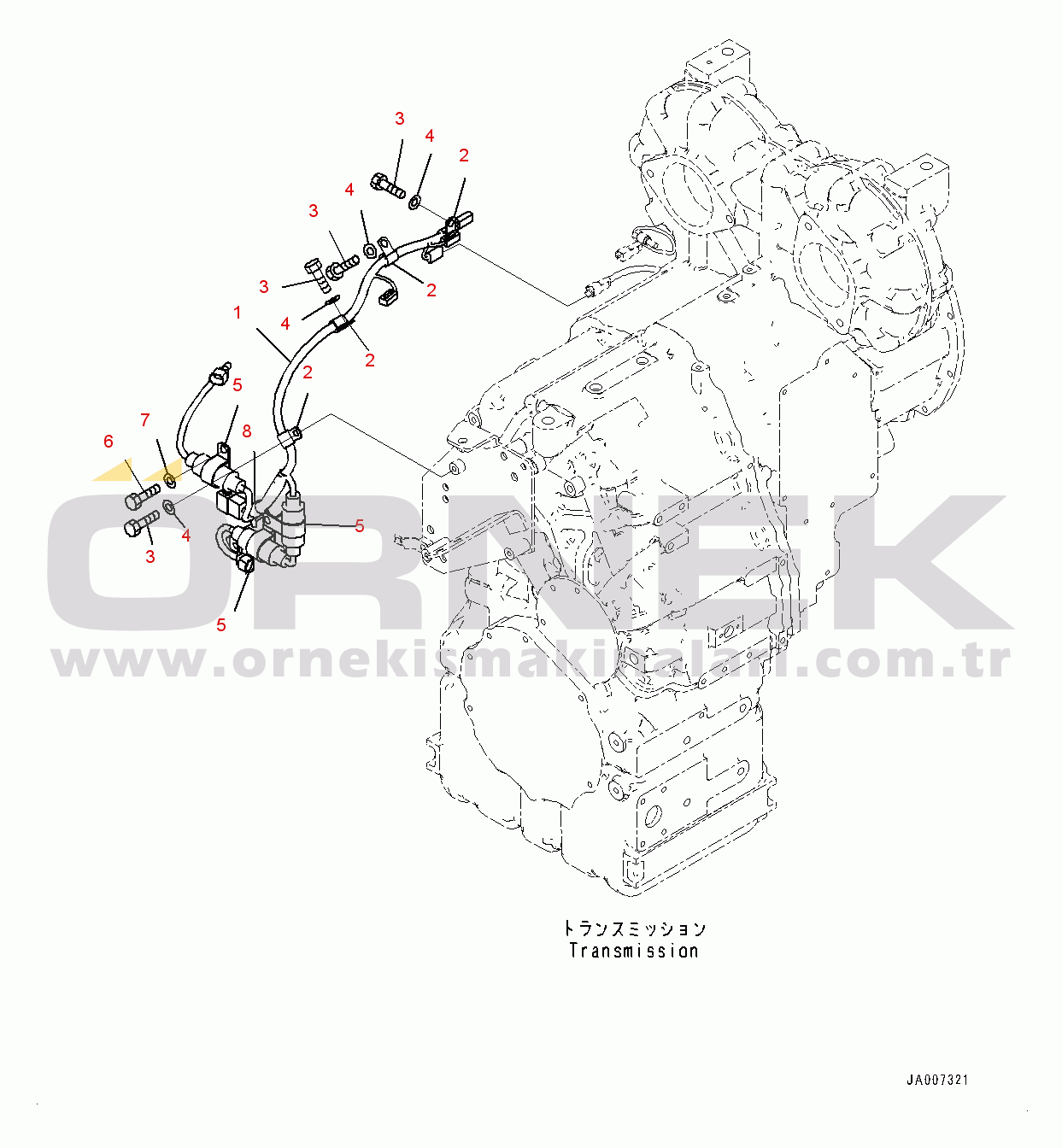 Komatsu WA380-7 S/N H62051-UP Rear Wiring Harness, Transmission Wiring Harness