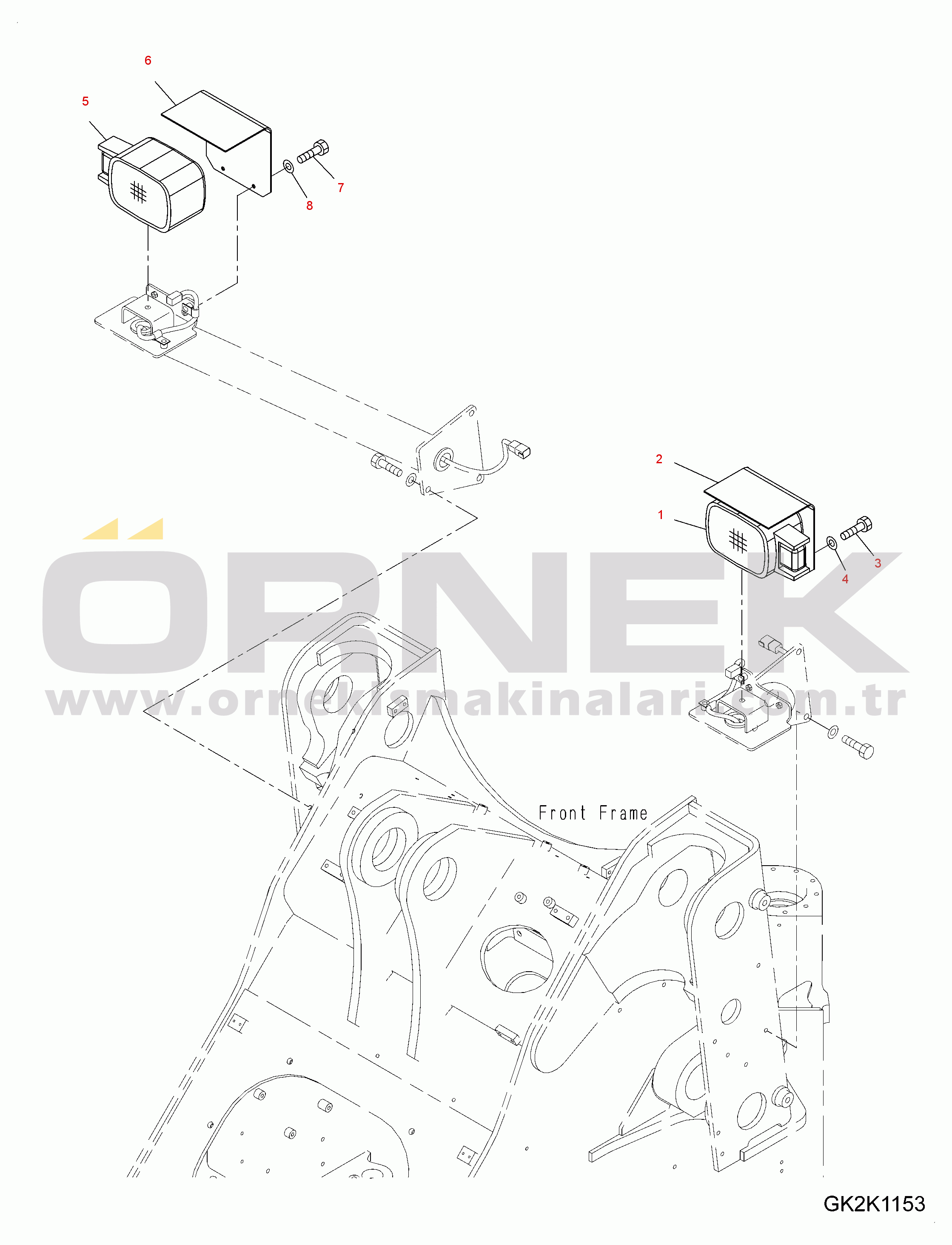 Komatsu WA380-7 S/N H62051-UP Front Lamp, Left Hand Driving, Lamp