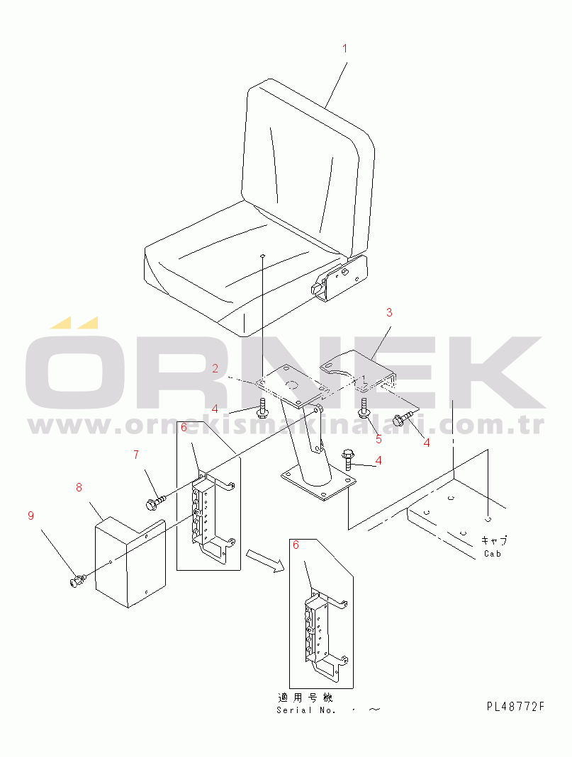 Komatsu WA400-3A-SW S/N 50001-52999 AUXILIARY SEAT (WITH 2-PERSONS CAB)(#50001-)
