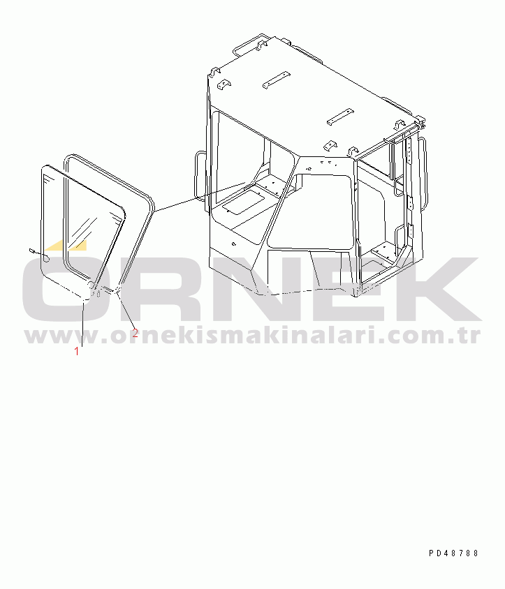 Komatsu WA400-3A-SW S/N 50001-52999 HEAT WIRE GLASS (FOR FRONT CENTER WINDOW) (WITH 2-PERSONS CAB)(#50001-)