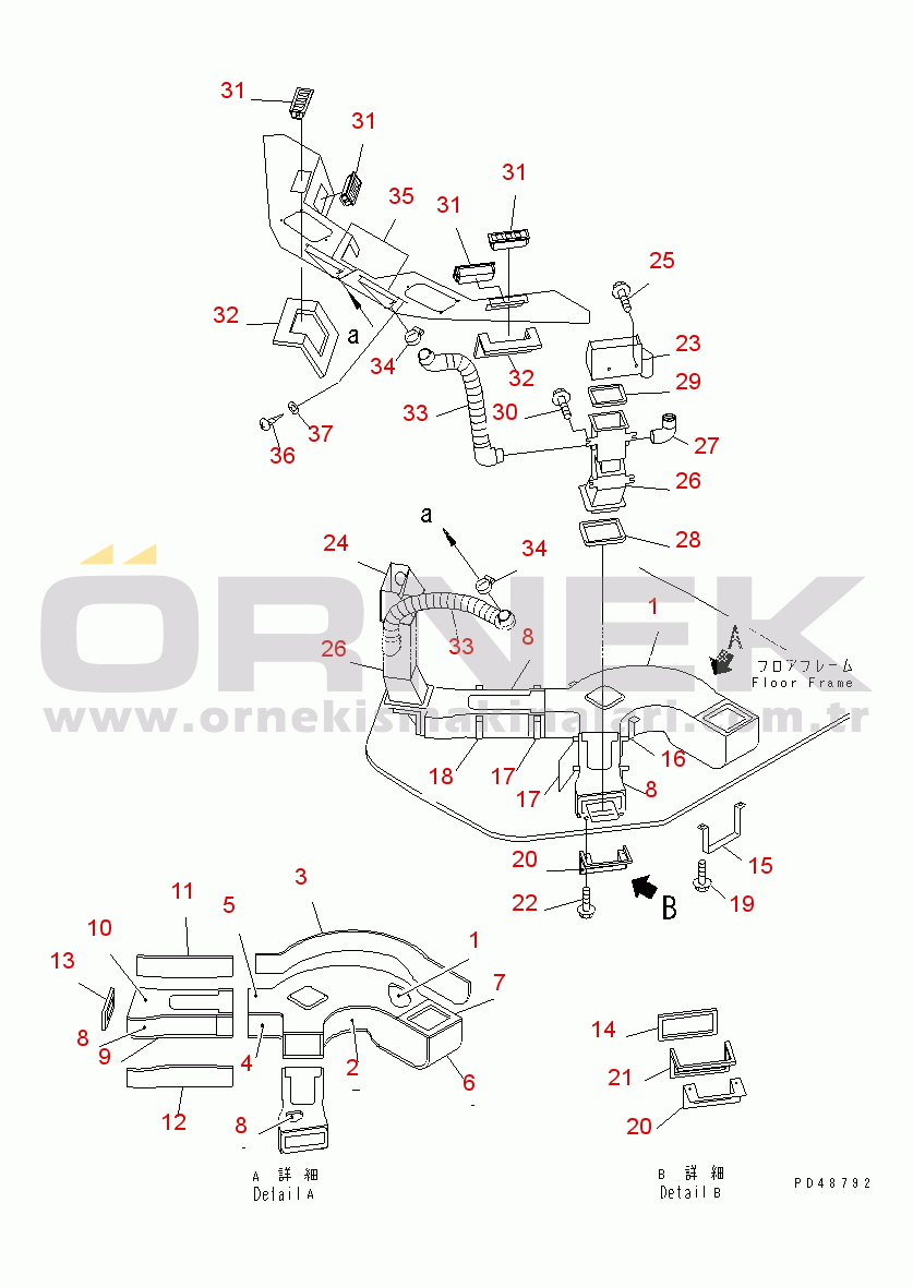 Komatsu WA400-3A-SW S/N 50001-52999 CAR HEATER RELATED PARTS (3/6) (AIR DUCT AND FRONT DEFROSTER)    (WITH 2-PERSONS CAB)(#50001-)