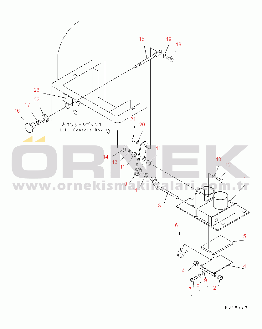 Komatsu WA400-3A-SW S/N 50001-52999 CAR HEATER RELATED PARTS (4/6) (DEFROSTER CONTROL LEVER)         (WITH 2-PERSONS CAB)(#50001-)