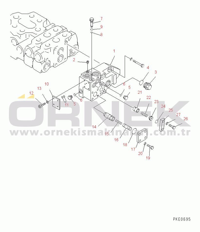 Komatsu WA400-3A-SW S/N 50001-52999 4-SPOOL CONTROL VALVE (2/3)(#50001-)