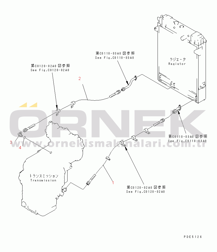 Komatsu WA420-3CS S/N R50001-UP (For Turkey) TRANSMISSION (OIL COOLER LINE)