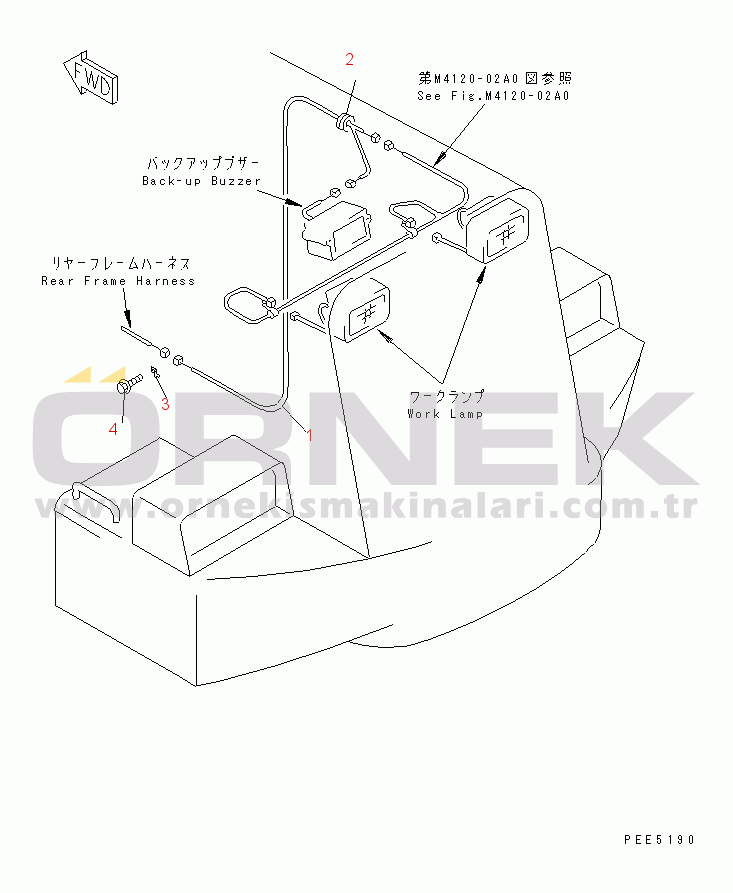 Komatsu WA420-3CS S/N R50001-UP (For Turkey) HOOD (REAR GUARD HARNESS)
