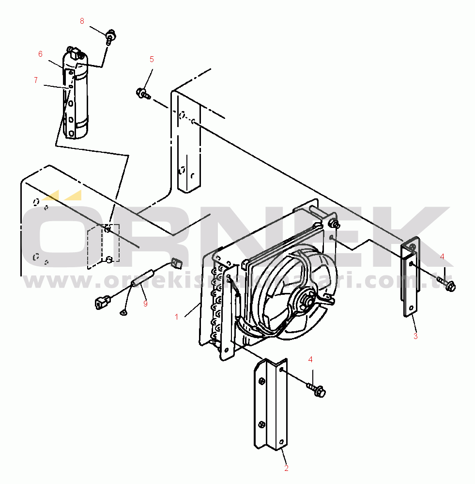 Komatsu WA420-1LC S/N A25001-UP FIG NO. 5534 AIR CONDITIONER CONDENSER MOUNTING