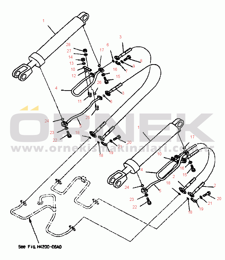 Komatsu WA420-3MC S/N A31001-UP FIG. T4140-01A0 LIFT CYLINDER - HYDRAULIC PIPING