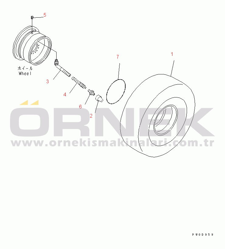 Komatsu WA430-5 S/N 60001-UP (Overseas Version) TIRE (23.5-25-16PR-L2 TUBELESS TIRE)