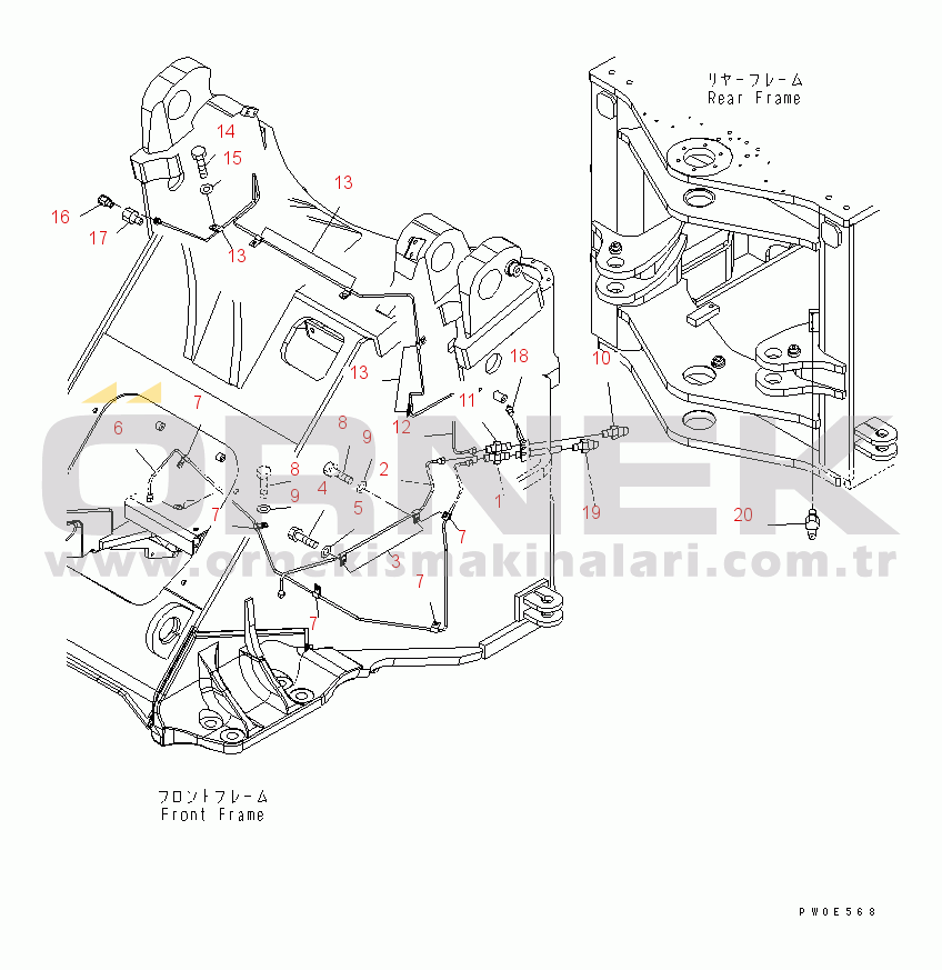 Komatsu WA430-5 S/N 60001-UP REMOTE GREASE (FRONT TUBE)