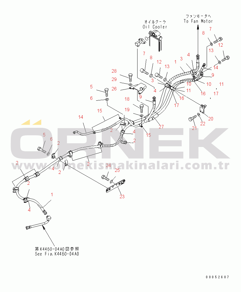 Komatsu WA430-6 S/N 65001-65500 (ecot3, For EU) FAN DRIVE PIPING(#65001-)
