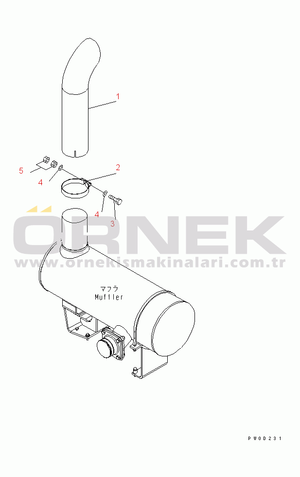 Komatsu WA450-5L S/N A36001-UP EXHAUST PIPE