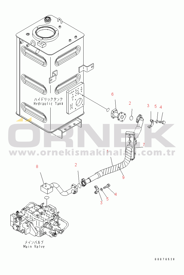 Komatsu WA450-5L S/N A36001-UP HYDRAULIC PIPING (DRAIN LINE HOSE)