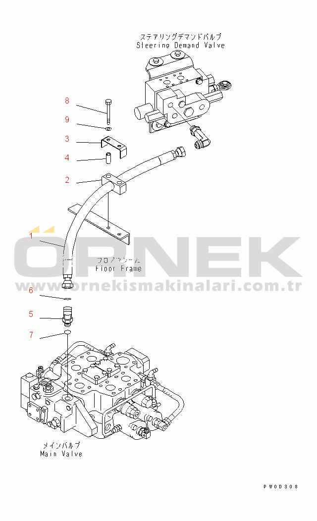 Komatsu WA450-5L S/N A36001-UP STEERING LINE (HOSE)