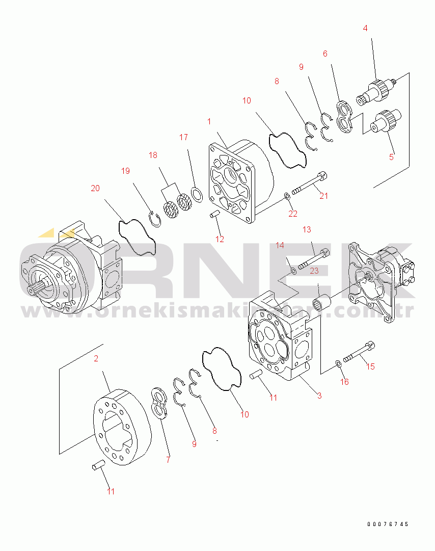 Komatsu WA450-5L S/N A36001-UP WORK EQUIPMENT PUMP (WORK EQUIPMENT SECTION) (INNER PARTS) (2/3)