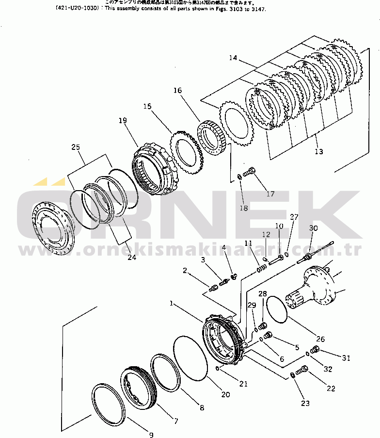 Komatsu WA450-1 S/N 10001-UP (Overseas Version) FRONT WHEEL BRAKE (WITH BRAKE COOLING PIPING)(#20001-)