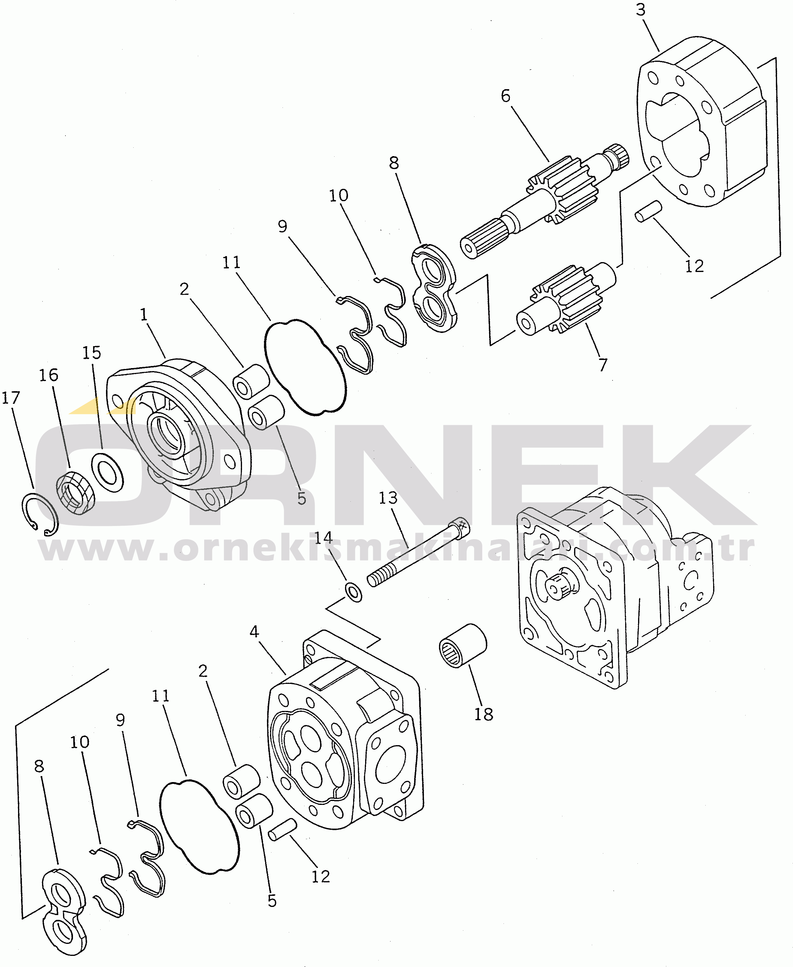 Komatsu WA450-1 S/N 10001-UP (Overseas Version) HYDRAULIC PUMP (1/2)