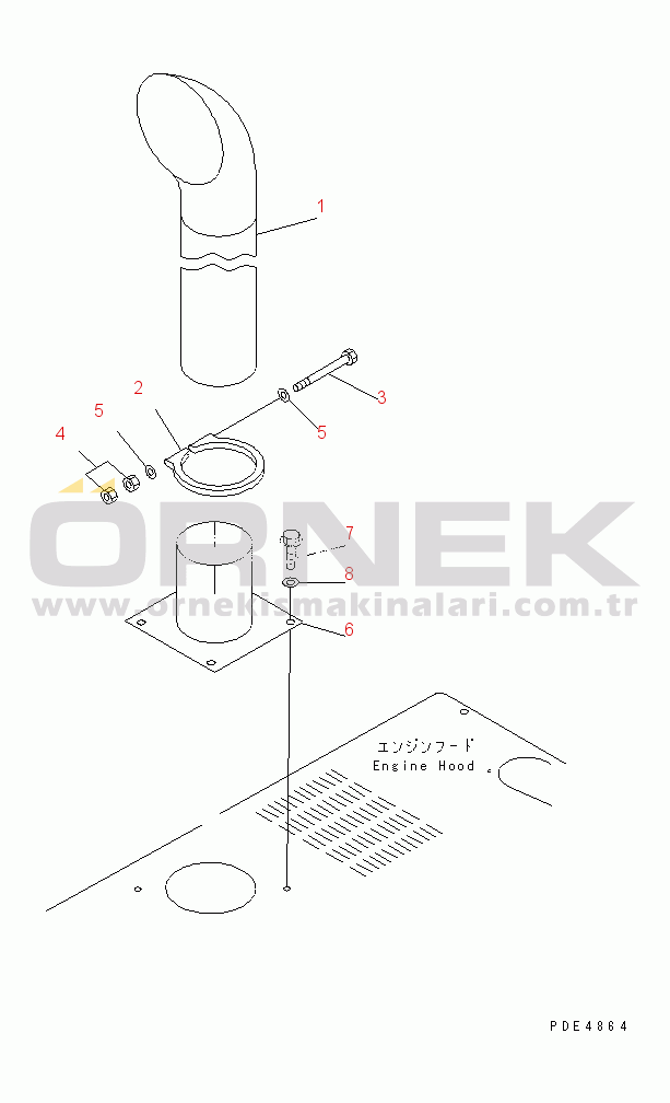 Komatsu WA450-3-H S/N 63001-UP EXHAUST PIPE(#63001-63999)