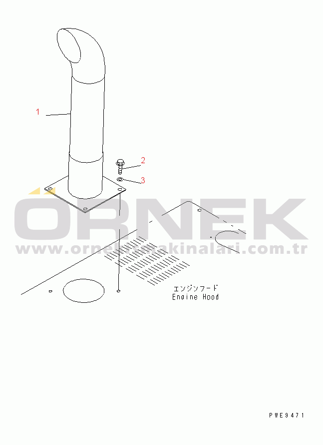 Komatsu WA450-3-H S/N 63001-UP EXHAUST PIPE(#64001-)