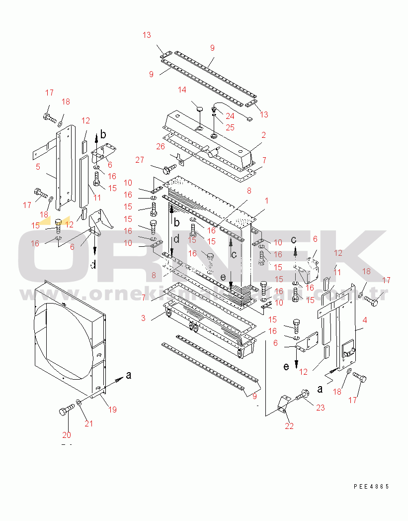 Komatsu WA450-3-H S/N 63001-UP RADIATOR (RADIATOR PARTS)