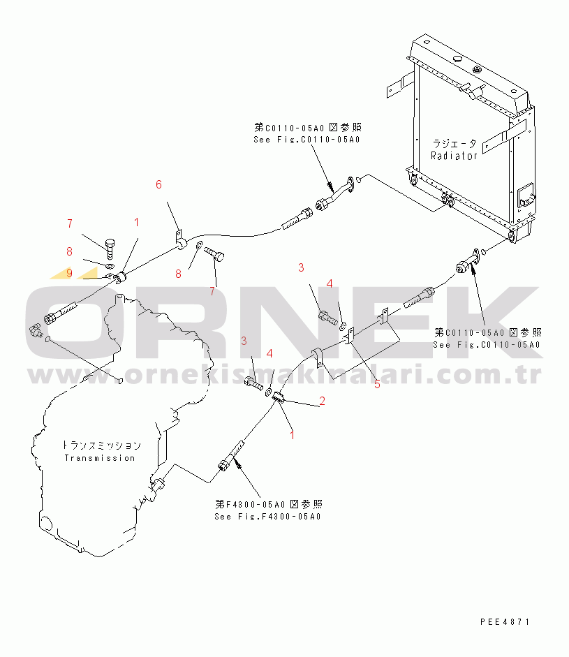 Komatsu WA450-3-H S/N 63001-UP COOLING LINE (TRANSMISSION PIPING MOUNTING)