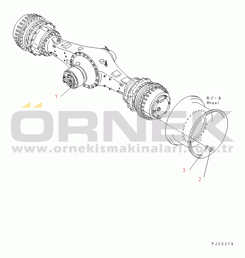 Komatsu WA450-3-H S/N 63001-UP REAR AXLE AND WHEEL MOUNTING PARTS