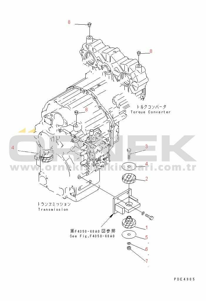 Komatsu WA450-3-H S/N 63001-UP TORQUE CONVERTER AND TRANSMISSION MOUNTING