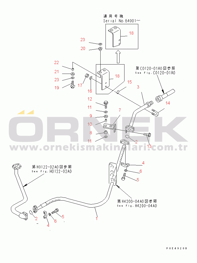 Komatsu WA450-3-H S/N 63001-UP HYDRAULIC PIPING (STEERING OIL COOLER LINE)