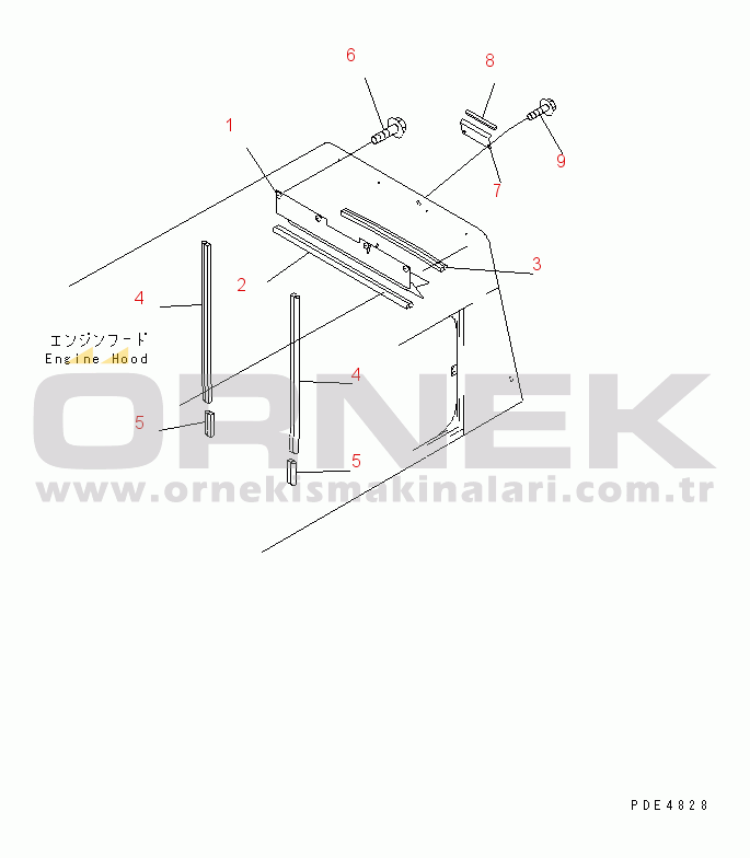 Komatsu WA450-3-H S/N 63001-UP HOOD (SEAL AND PLATE)