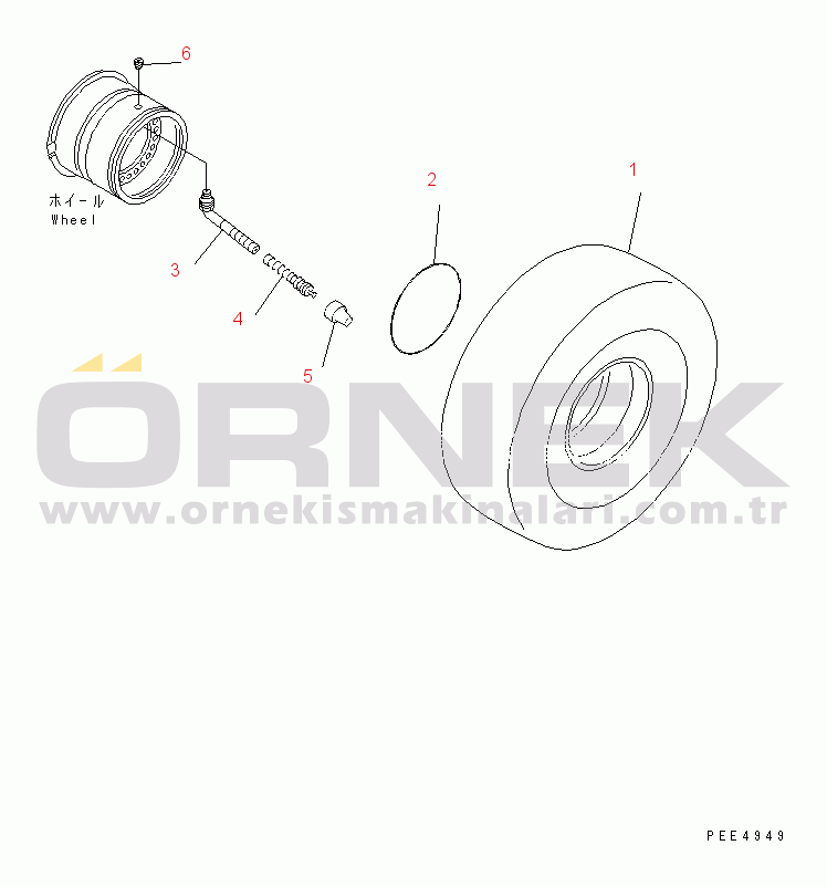 Komatsu WA450-3-H S/N 63001-UP TIRE (26.5-25-16PR-L3 TUBELESS TIRE)