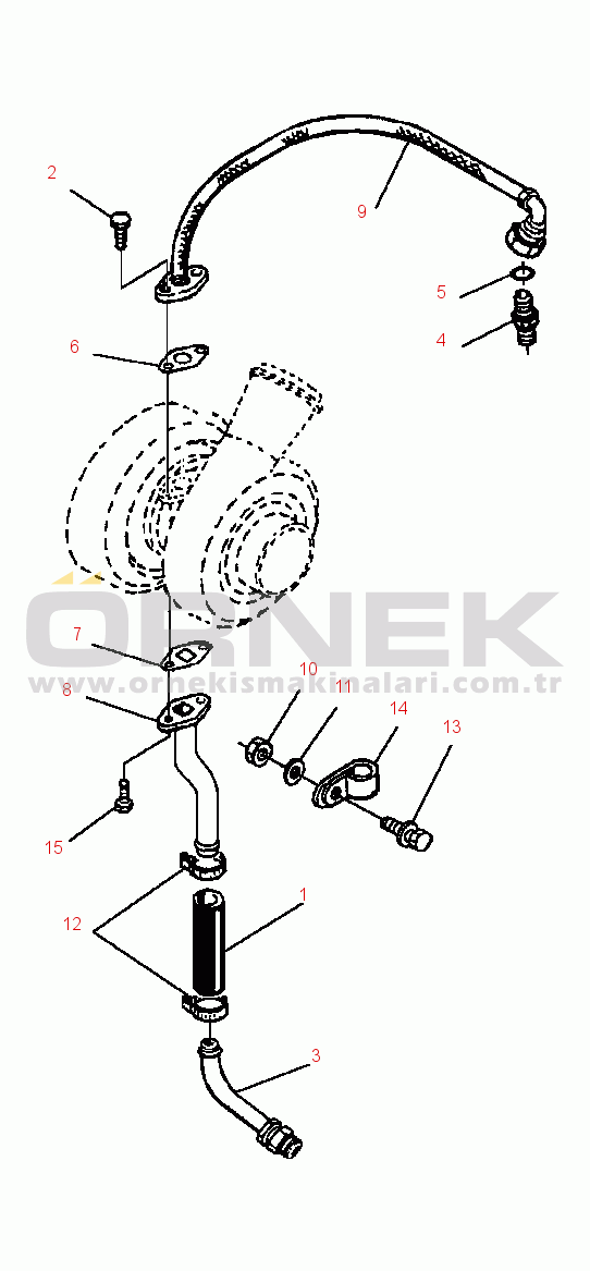Komatsu WA450-2 S/N A25001-UP TURBOCHARGER PLUMBING