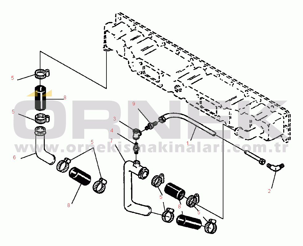 Komatsu WA450-2 S/N A25001-UP AFTERCOOLER WATER PLUMBING