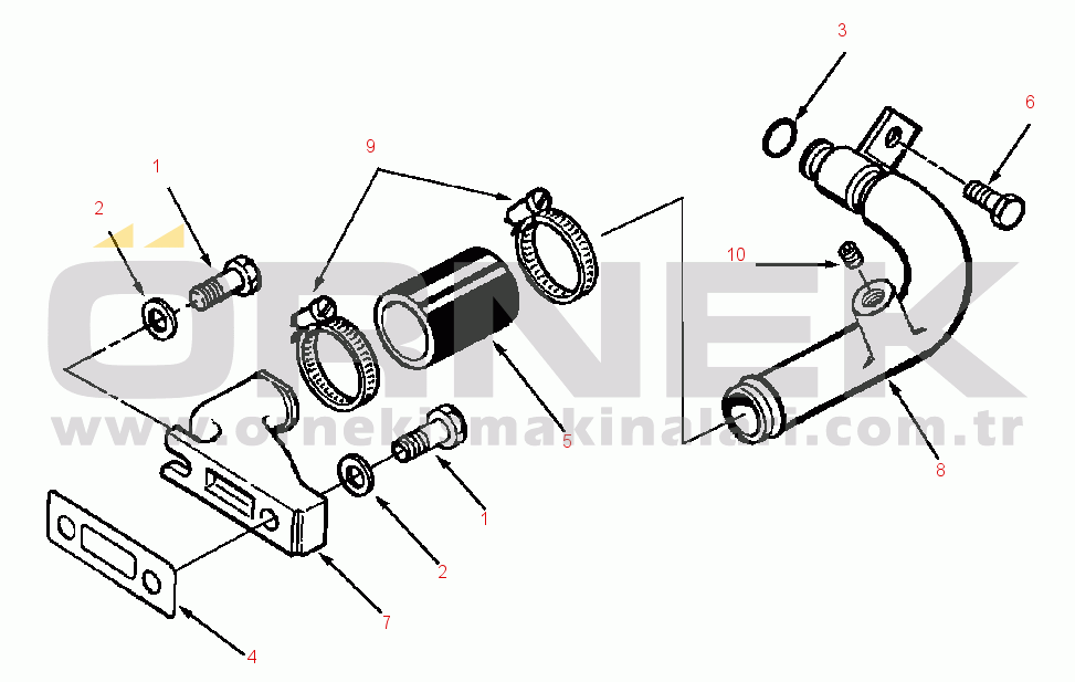 Komatsu WA450-2 S/N A25001-UP AIR COMPRESSOR INLET PLUMBING