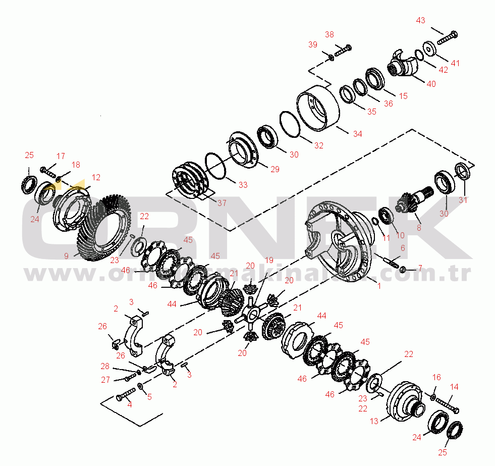 Komatsu WA450-3L S/N A30001-UP FIG. F4500-04A0 REAR AXLE - DIFFERENTIAL - LIMITED SLIP