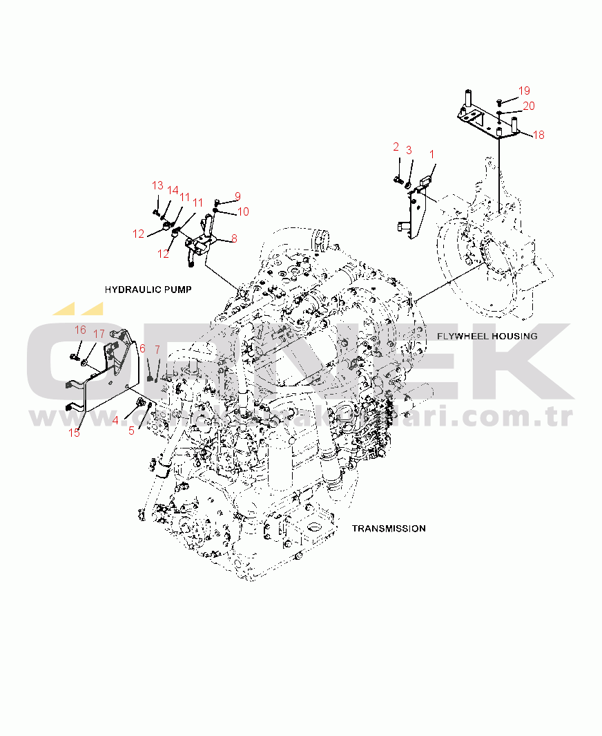 Komatsu WA470-6 S/N A45001-UP H0210-24A0 HYDRAULIC PUMP MOUNTING