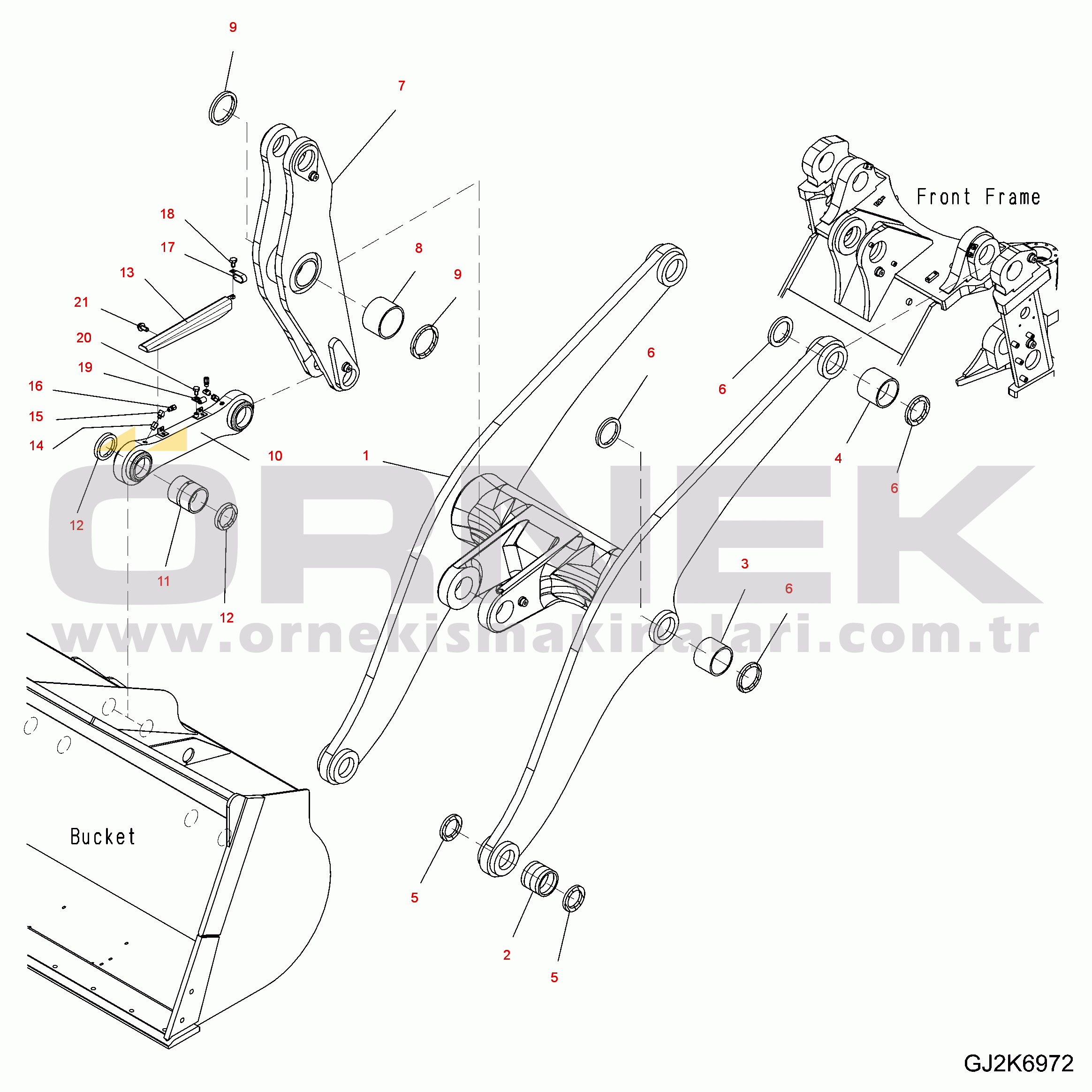 Komatsu WA470-6 LC S/N H50880 - H51999 LIFT ARM AND BELLCRANK (HIGH LIFT)