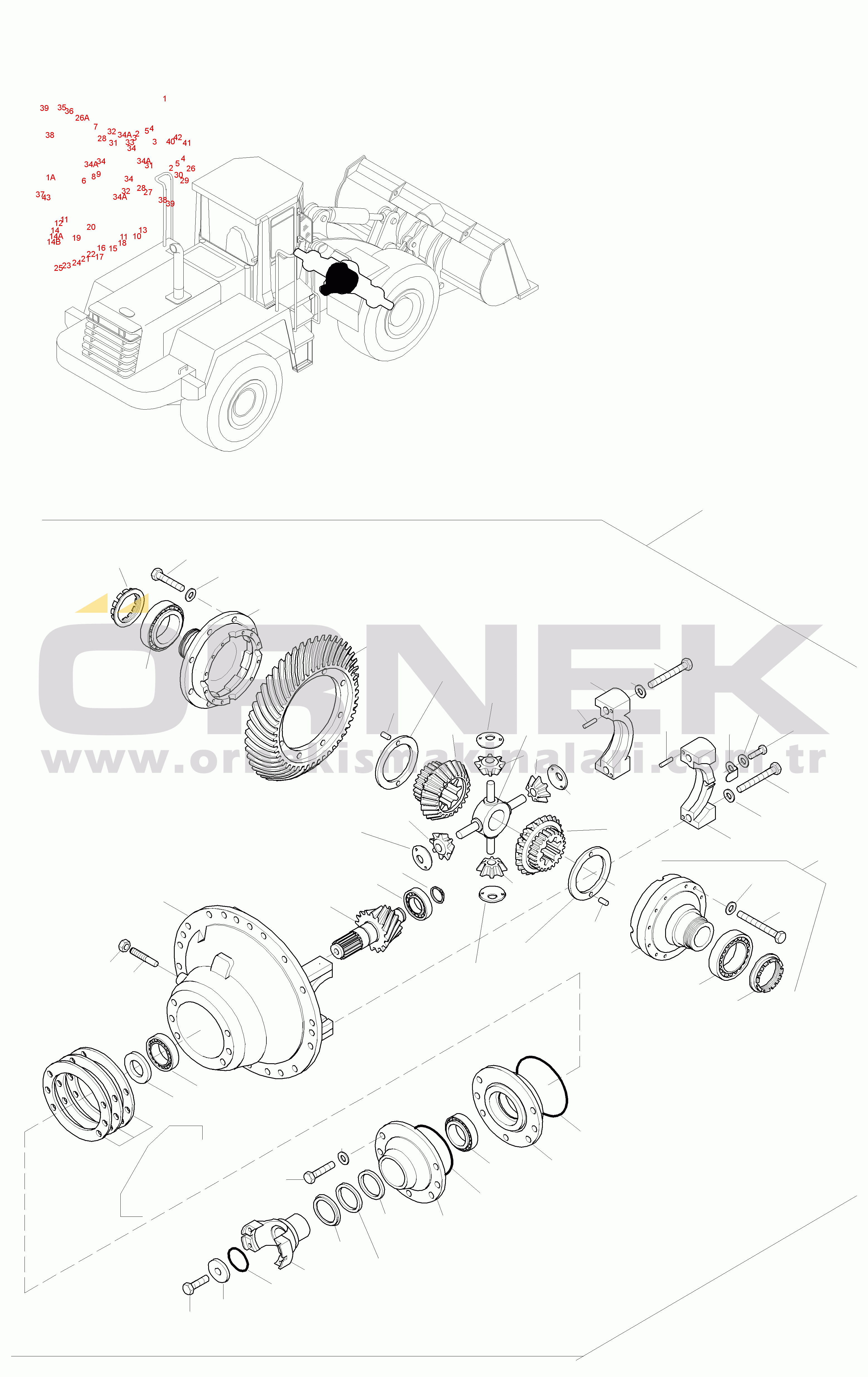 Komatsu WA470-3 Active S/N WA470H20942-UP DIFFERENTIAL, WITHOUT EXCLUDER SYSTEM
