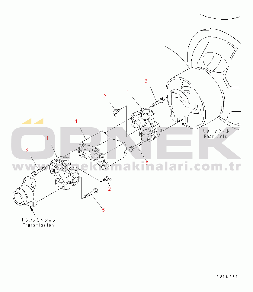 Komatsu WA480-6 S/N 85001-90215 (ecot3) DRIVE SHAFT (REAR)(#85001-)