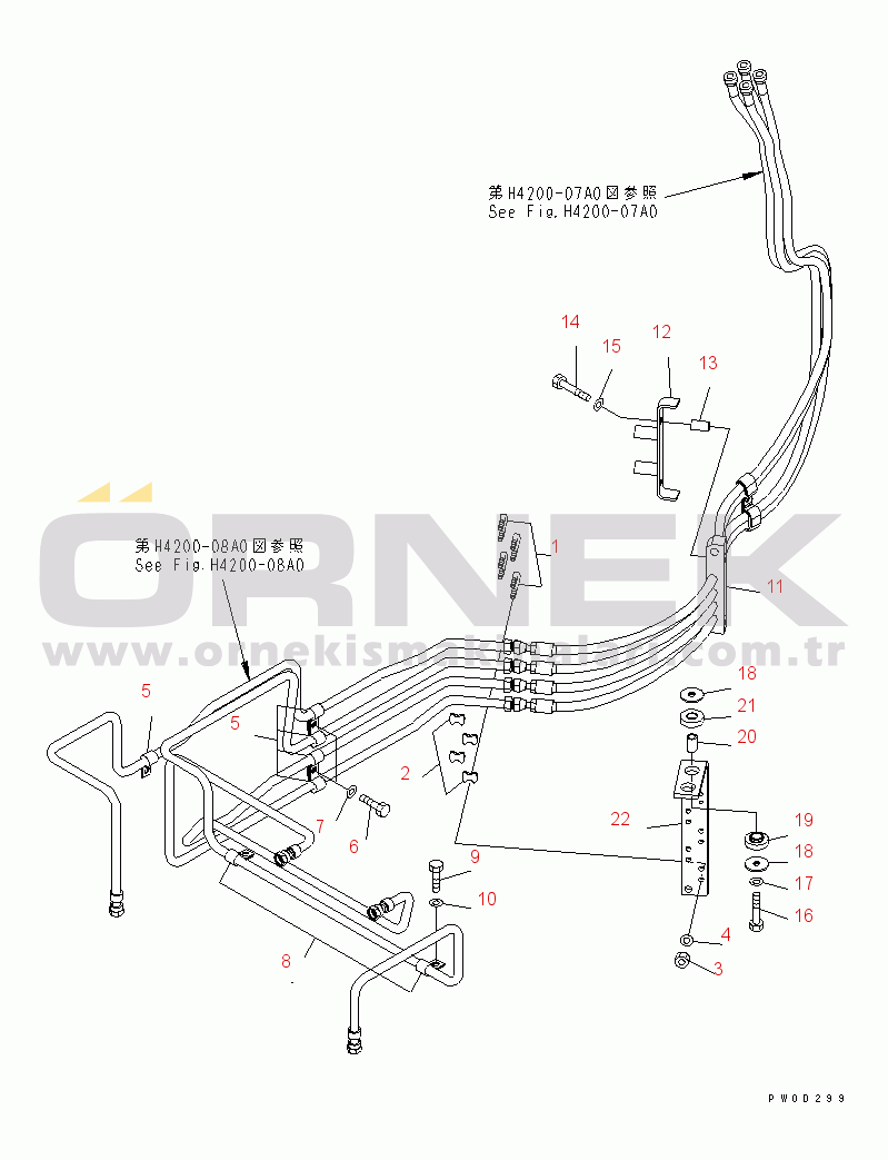 Komatsu WA480-5 S/N 80001-UP (Overseas Version) HYDRAULIC PIPING (P.P.C PIPING) (2/2)