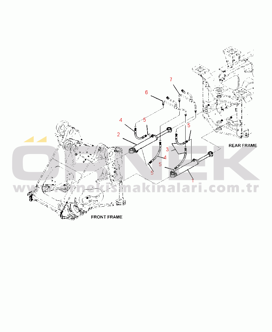 Komatsu WA480-6 S/N A48001-UP H4410-01A1 HYDRAULIC STEERING PIPING STEERING CYLINDER HOSES