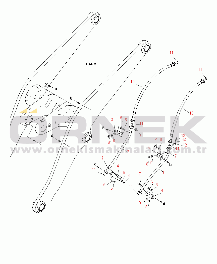 Komatsu WA480-6 S/N A48001-UP T4110-04A0 BOOM AND BELLCRANK PIPING (3-SPOOL VALVE)