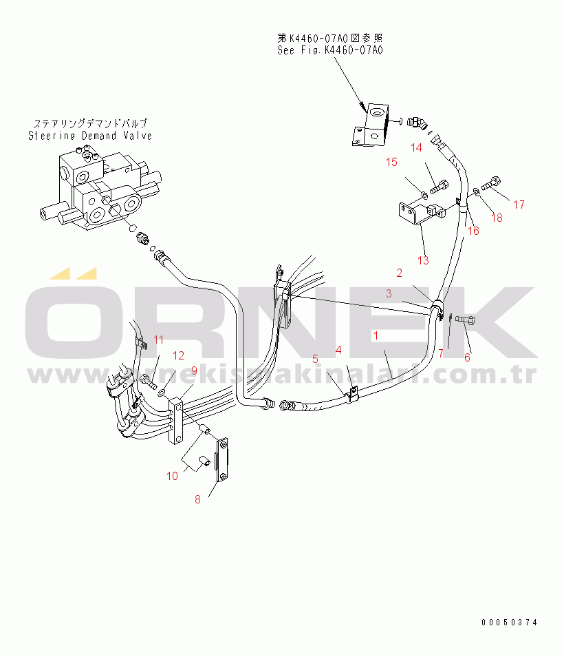 Komatsu WA480-6 S/N A38001-UP HYDRAULIC PIPING (STEERING DRAIN LINE)