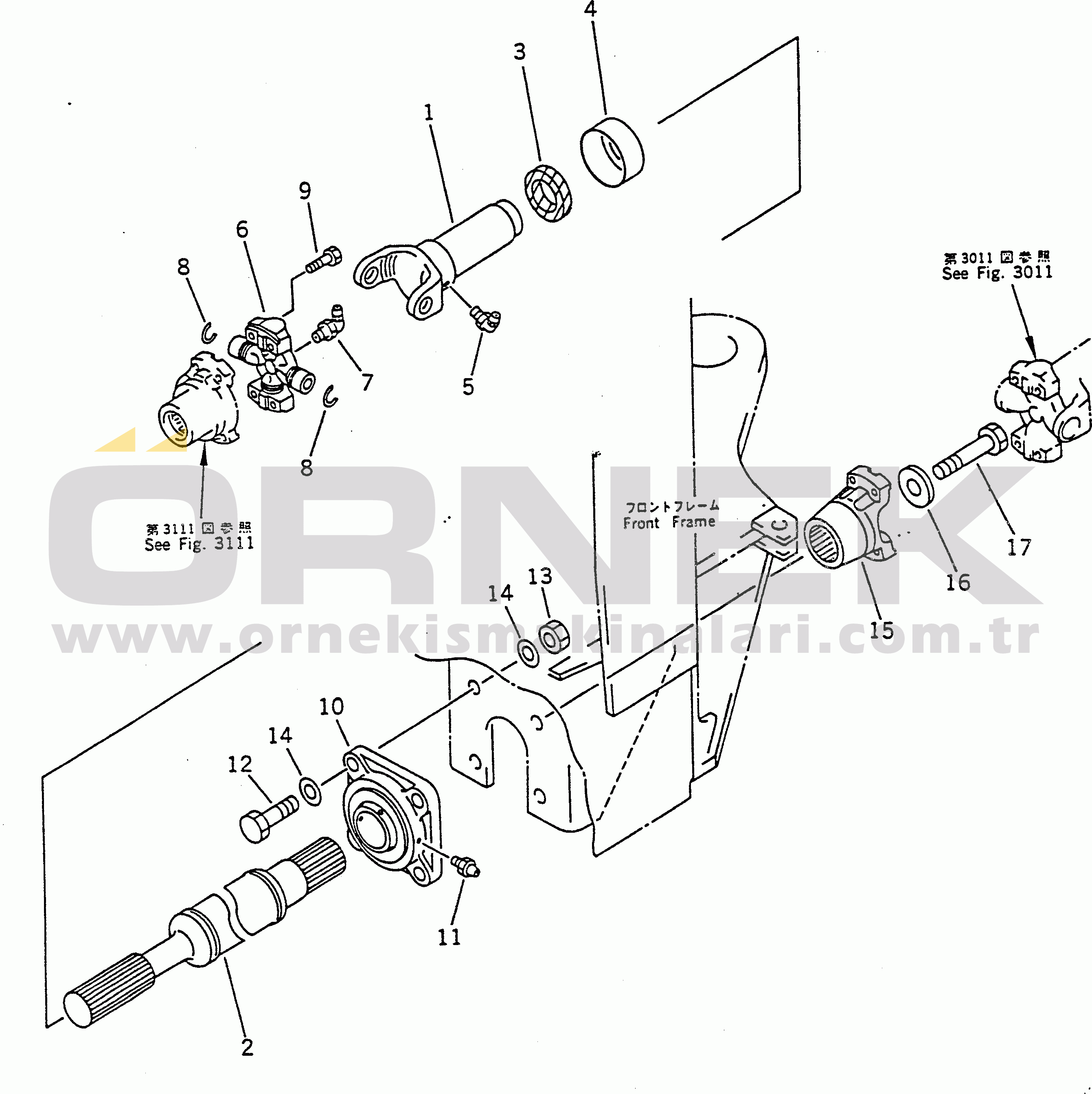 Komatsu WA50-1 S/N 10001-UP DRIVE SHAFT (FRONT)